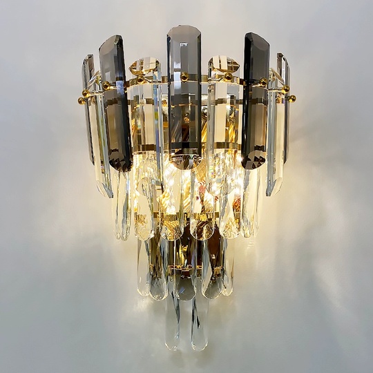 Настенный светильник, Бра TERRY 25*36, дымчатый, стекло, металл, Е14.