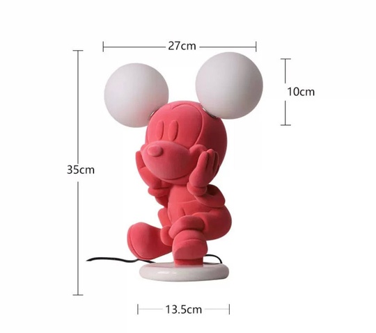 Настольная лампа, MICKEY 27*35, смола, стекло, розовый