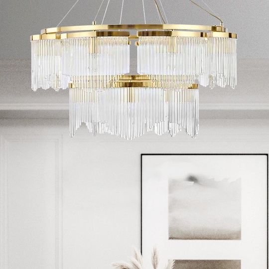 Люстра подвесная, золото, хрусталь, LATESHA 80*58, металл, E14.