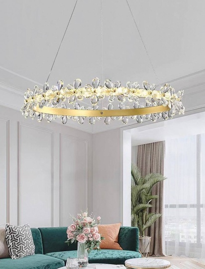 Люстра подвесная, золото, хрусталь, AXTON 60*120, металл, LED