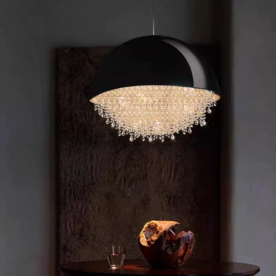 Люстра подвесная, серебро, черный, кристалл, SALENA BLACK 30*35 металл, LED.