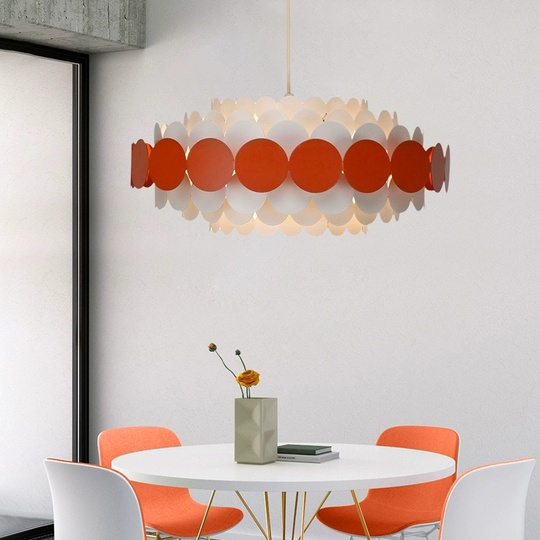 Люстра подвесная, красный, белый ПММА, ADOLPH 80*80, металл, Е14