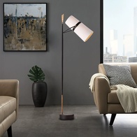 Торшер белый, черный Oleon 40*175, светодиодный, E27, металл, ткань