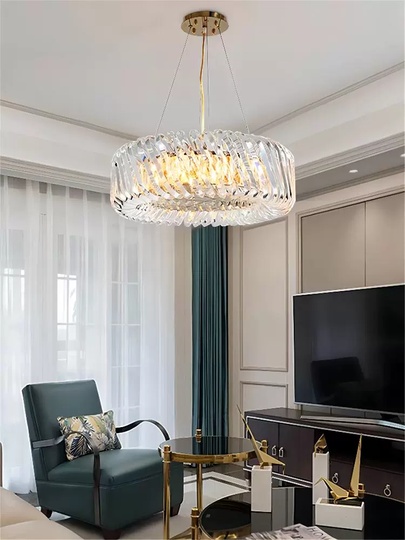 Люстра подвесная, медный, хрусталь, LANEY 40*22, металл, E14.