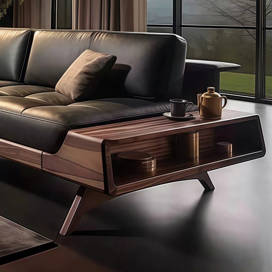 Диван прямой черный орех, в итальянском стиле, 220 см