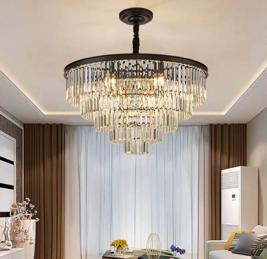 Люстра подвесная, черный, стекло, AYBAN 60*36, металл, E14.