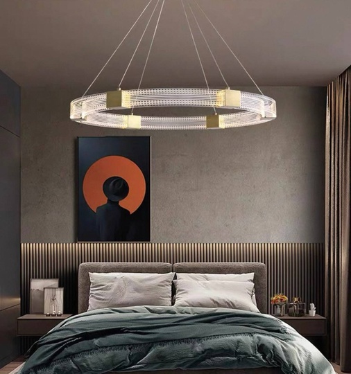 Люстра подвесная, медь, ПММА, SAMUEL 100*100, металл, LED