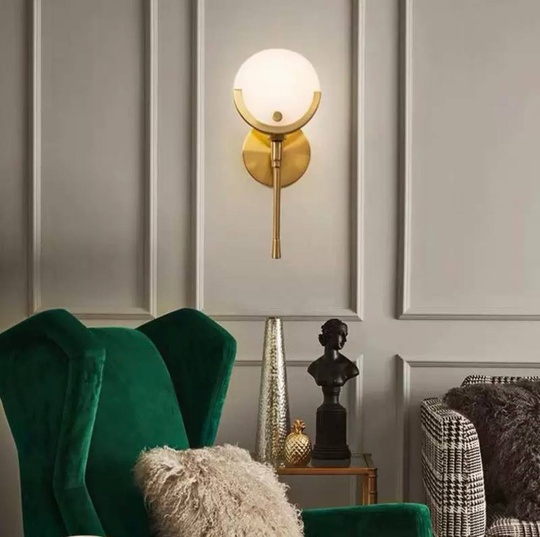 Настенный светильник, Бра MATT 13*32, медь, мрамор, металл, Е14.