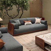 Прямой диван Martin темный орех, кожа, 230*85*80 см