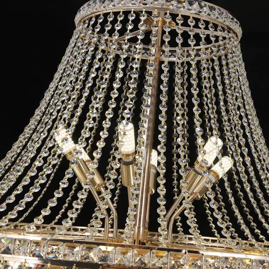 Люстра подвесная, золото, кристалл, DEVIN 150*250 металл, E14.