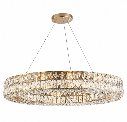 Люстра золотая Evlorm, металл, кристалл, 100*12 см, подвесная, Е14