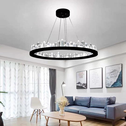 Люстра подвесная, черный, кристалл, LOGAN 60*11 металл, LED.