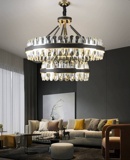 Люстра подвесная BIHTER 50*40 золото, кристалл, металл, LED.