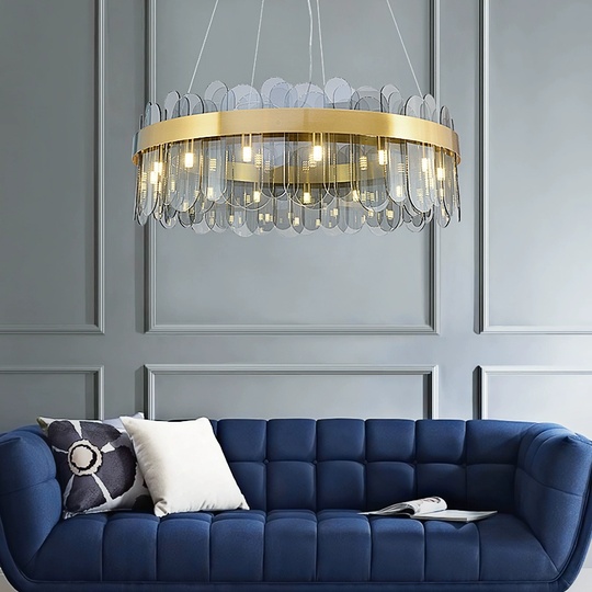 Люстра подвесная, медь, пепел, стекло, DOLUN 60*27, металл, G9.