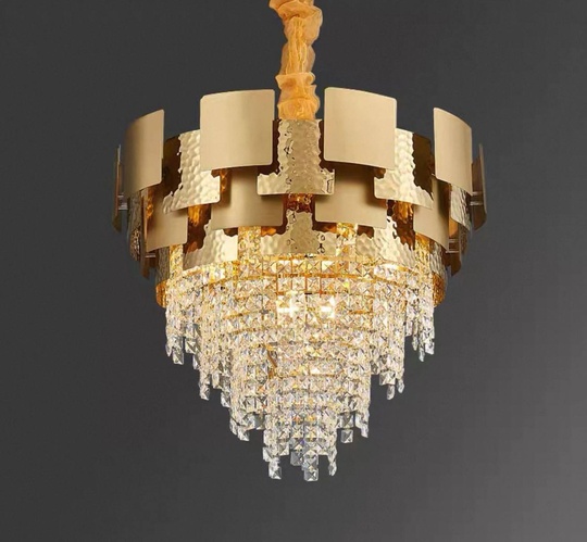 Люстра подвесная золотая Alvirox, металл, хрусталь, 100*66 см, E14