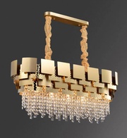 Люстра подвесная золотая Elixtra, металл, хрусталь, трос 50 см, 118*36 см, Е14