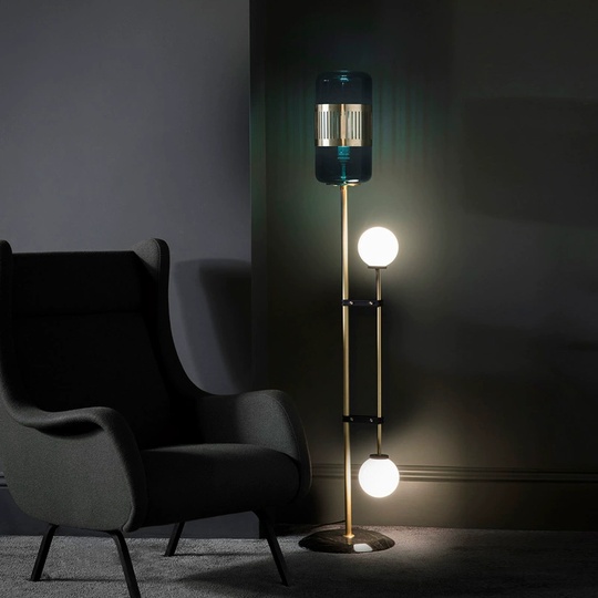 Торшер черный Luminex, 30*146 см, LED, Е27*1, G9*2, мрамор, 10 Вт