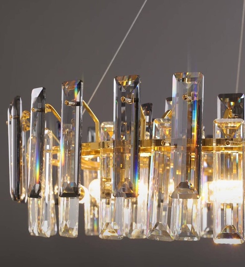Люстра подвесная ANAR 80*26 золото, кристалл, металл, Е14.