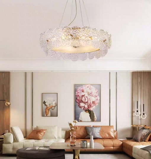 Люстра подвесная медная Ola, металл, трос 100 см, 60*35 см, Е14