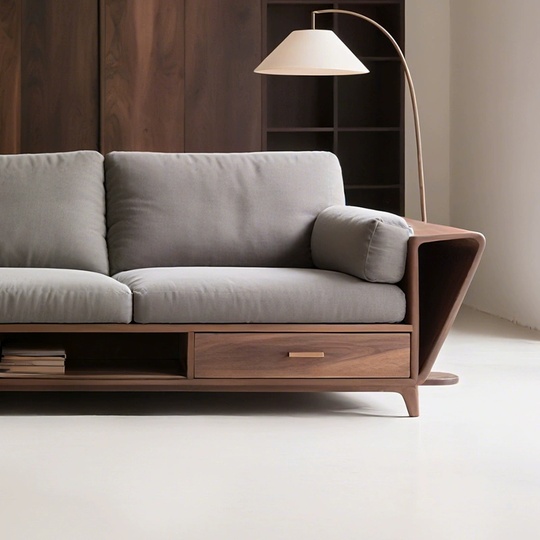 Прямой диван Emily темный орех, ткань, 260*85*80 см