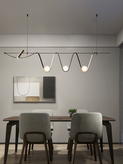 Люстра черная, бронза Elydran, металл, 120*40 см, стекло молочное, G9, GU10