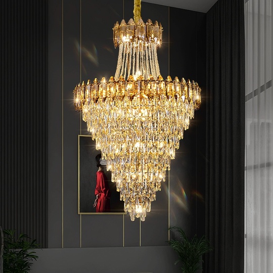 Люстра подвесная, золото, кристалл, WOLF 80*130 металл, E14.