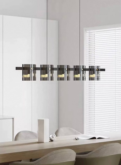 Люстра подвесная, черный, стекло, SUSURRUS 140*17, металл, G9.