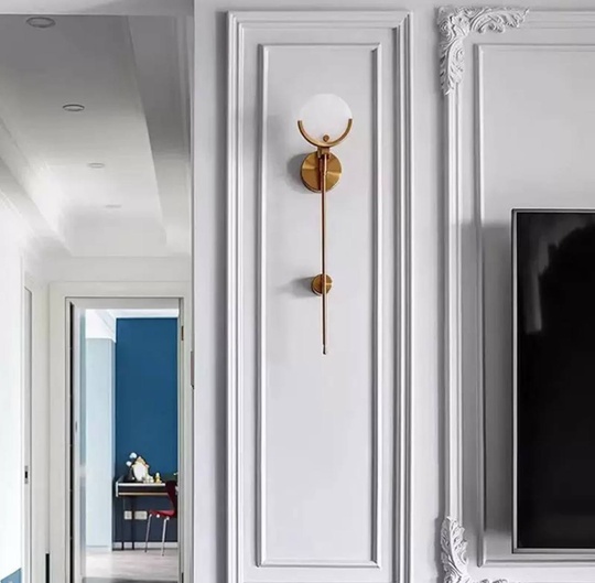 Настенный светильник, Бра MATT 13*60, медь, мрамор, металл, Е14.