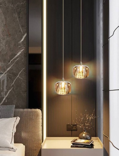 Светильник янтарь, черная, Aquilum, металл, кристалл 13*15 см, G4