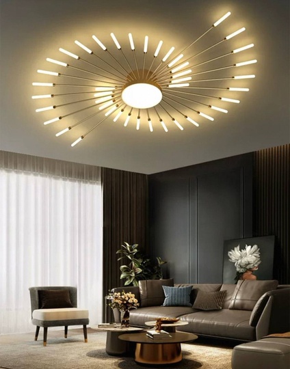 Люстра золотая Alventra, металл, 80*7 см, светодиодная, LED