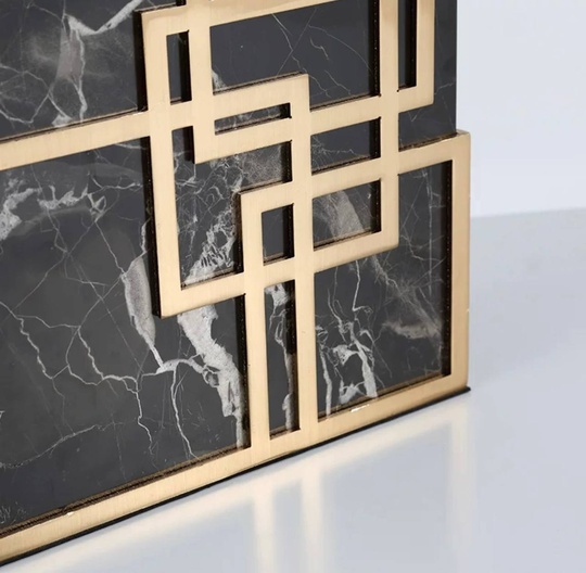 Настольная лампа MENGE 38*55, черный, камень, металл