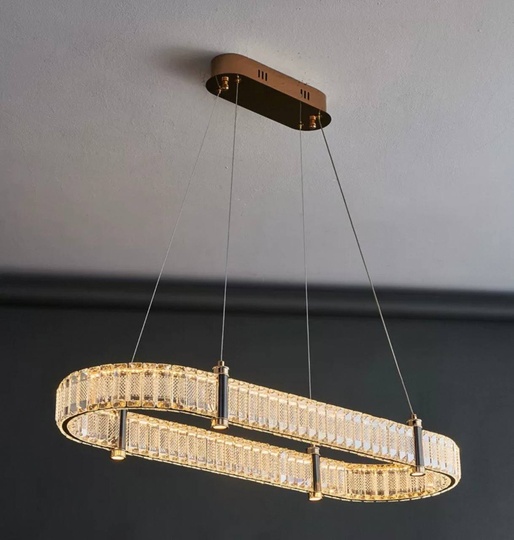 Люстра подвесная CAKIR 90*150 золотой, хрусталь, металл, LED.