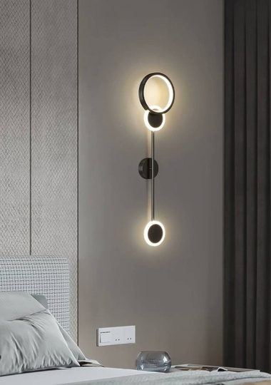 Настенный светильник, Бра, GERALD 15*62, черный, металл, LED.