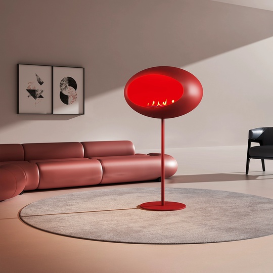 Камин с живым огнем, черный, диаметр 80 см