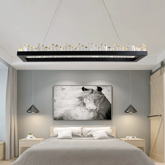 Люстра подвесная, черный, кристалл, KEVIN 80*35 металл, LED.