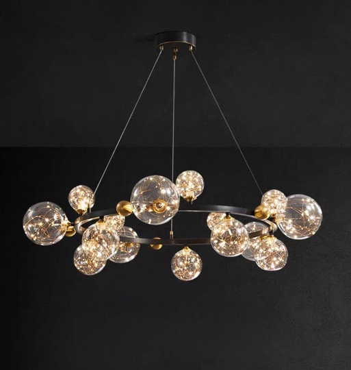 Люстра подвесная, черный, стекло, CHAT BLACK 80*32, металл, LED