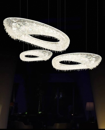 Люстра подвесная, серебро, хрусталь, ZOE 102*40*15 металл, G9.