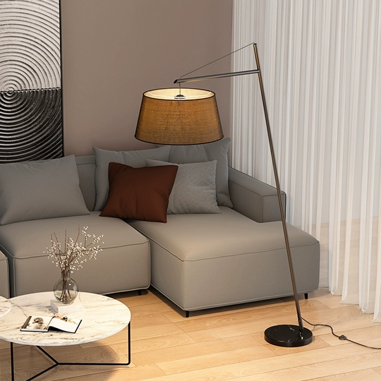 Торшер, черный, European Loft 185*30, светодиодный, Е27, металл, ткань
