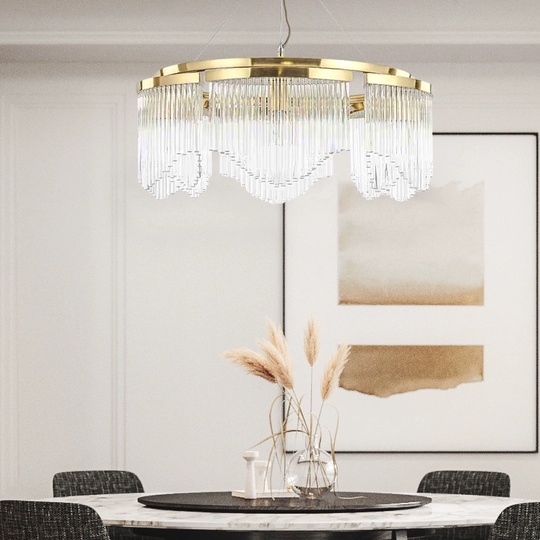 Люстра подвесная, золото, хрусталь, LATESHA 68*29, металл, E14.