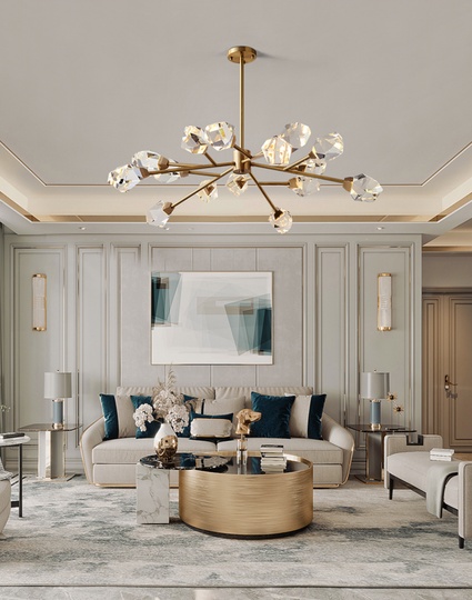 Подвесной светильник медный, 15 плафонов, LAMPADARIO NEW BRASS, G9, 30 Вт