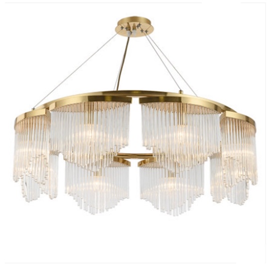 Люстра подвесная, золото, хрусталь, LATESHA 56*29, металл, E14.