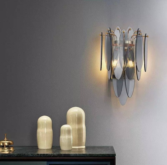 Настенный светильник, Бра TOM 32*40, дымчатый, стекло, металл, Е14.