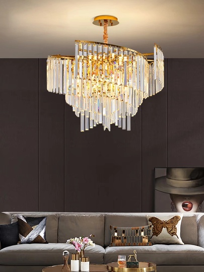 Люстра подвесная, золото, кристалл, HISA 60*35, металл, E14.