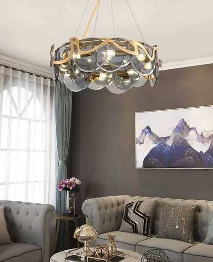 Люстра подвесная, медный, стекло, MODERN 80*25, металл, E14.