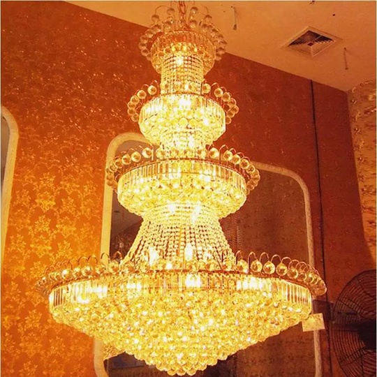 Люстра подвесная, золото, кристалл, BIG 180*250 металл, E14.