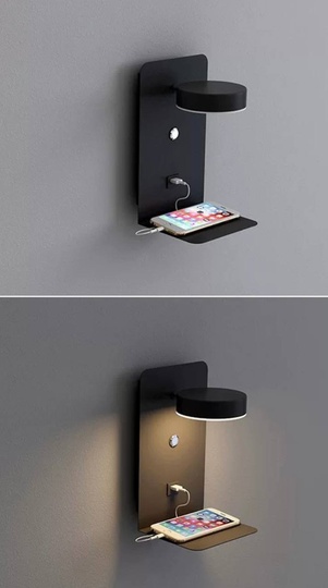 Настенный светильник, БРА BERKER 14*24, черный, металл, LED.