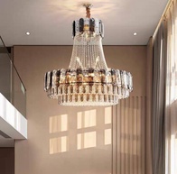 Люстра подвесная, золото, кристалл, CORBIN 100*120 металл, E14.