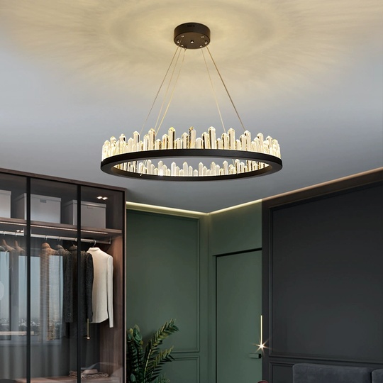 Люстра подвесная, черный, кристалл, LOGAN 120*11 металл, LED.