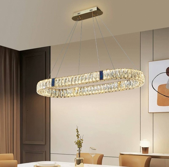 Люстра подвесная CEVHER 120*150 золотой, хрусталь, металл, LED.