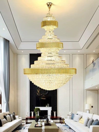 Люстра подвесная, золото, хрусталь,  WHISPER 120*180 металл, E14.